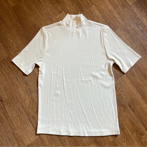 LOFT Cream Ribbed Turtleneck Top - Picture 2 of 8